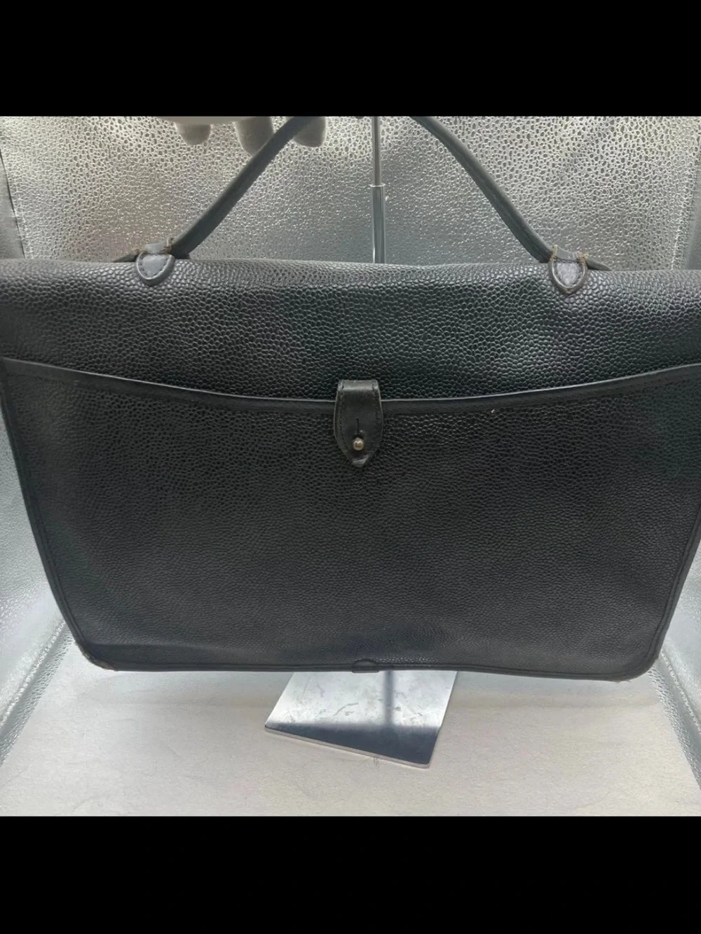 Mulberry Black Textured Leather Briefcase with Buckle